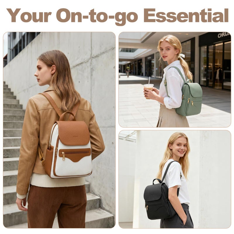 SYTRAH Mini Backpack Purse for Women, Causal Small Backpack with Built-in RFID Wallet & 11" Tablet Sleeve, Stylish Travel Daypack for Daily Green - Image 2