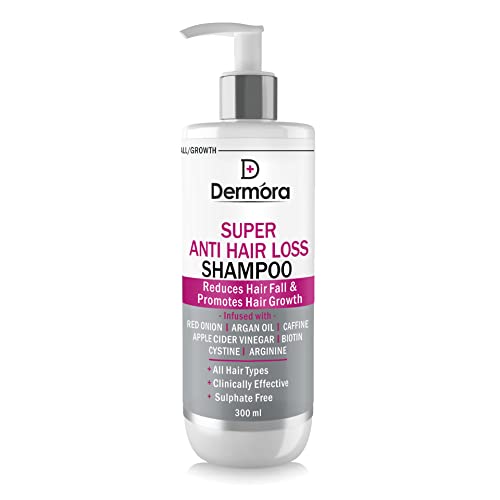 DERMORA Super Anti Hair Loss Shampoo, Sulfate & Paraben Free, With Caffeine, Red Onion, Argan Oil, Apple Cider Vinegar, For Hair Fall Control & Growth, All Hair Types, 300 ml - Image 1