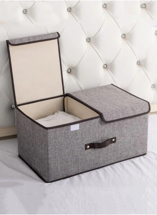 MIXDE 2 Pcs Large Capacity Foldable Storage Box Double Cover Clothes Organizer - Grey  - Image 2