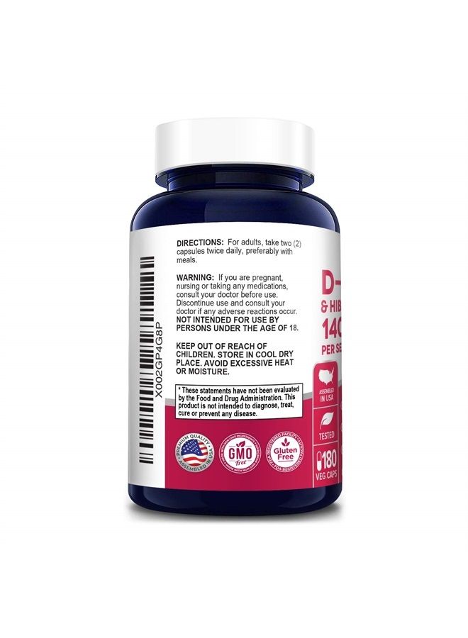 NusaPure D-Mannose Complex 1400 mg (with Hibiscus and Cranberry) - 180 Veggie Caps. - Image 3