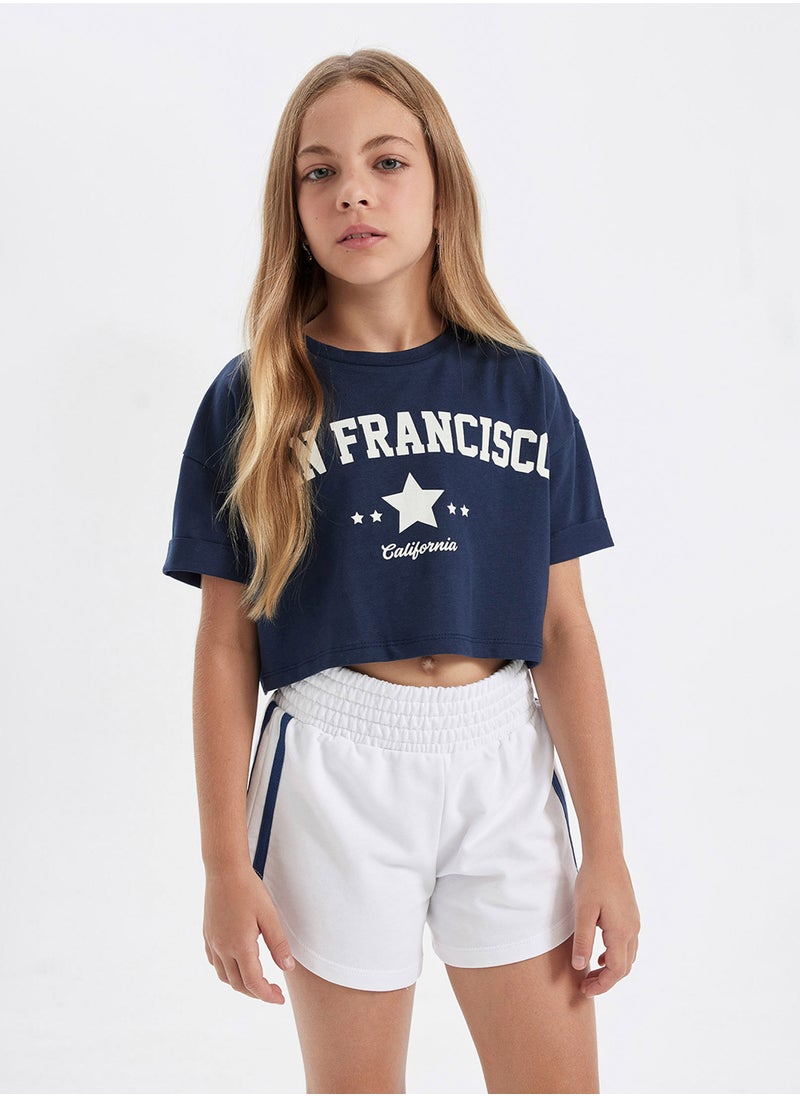 DeFacto - Cropped Crew Neck Printed Short Sleeve T-Shirt - Image 1
