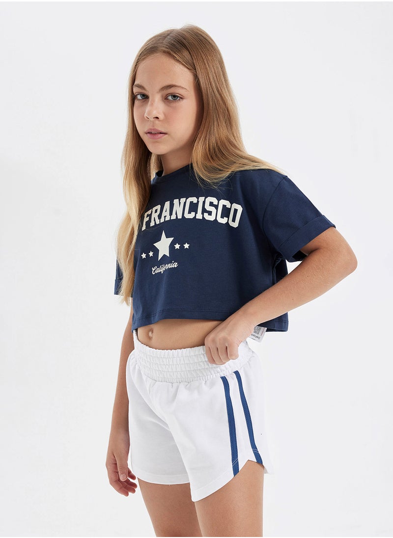 DeFacto - Cropped Crew Neck Printed Short Sleeve T-Shirt - Image 1