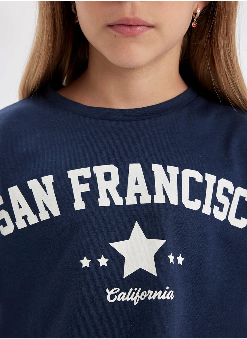 DeFacto - Cropped Crew Neck Printed Short Sleeve T-Shirt - Image 1