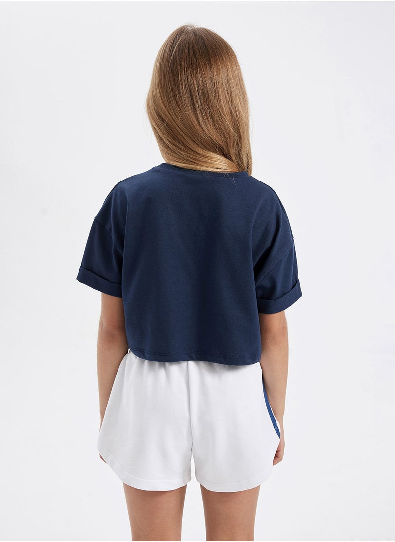 DeFacto - Cropped Crew Neck Printed Short Sleeve T-Shirt - Image 1