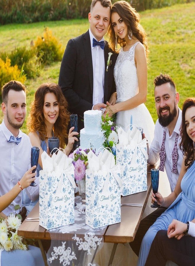 أكياس هدايا توستوكي الزرقاء المزخرفة بالزهور والمزينة بحواف مقوسة، ٥٠ قطعة، مع مقابض، مثالية لحفلات الزفاف، وحفلات استقبال المولود، وحفلات أعياد الميلاد، وحفلات الشكر، وحفلات استقبال المولود، وحفلات أعياد الميلاد. - Image 5