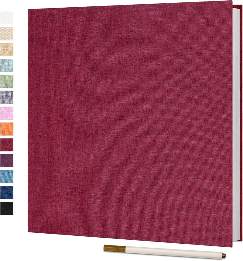 Vienrose ألبوم صور ذاتي اللصق فينروز 10 × 15 سم لـ DIY ألبوم صور كبير من الكتان مع 40 صفحة بيضاء، هدايا عيد الزفاف والذكرى السنوية وعيد الميلاد مع قلم حبر جاف، 28 × 27 سم - Image 1
