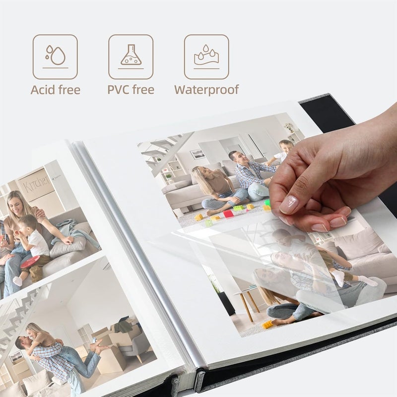 Vienrose ألبوم صور ذاتي اللصق فينروز 10 × 15 سم لـ DIY ألبوم صور كبير من الكتان مع 40 صفحة بيضاء، هدايا عيد الزفاف والذكرى السنوية وعيد الميلاد مع قلم حبر جاف، 28 × 27 سم - Image 4