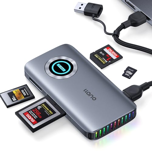 llano CFexpress Type A/B Card Reader, USB 3.2 Gen 2 (10Gbps) Reader, 4 in 1 UHS-II SD&Micro SD/TF Card Reader with RGB, USB C 4.0 Memory Card Reader for Windows, Mac OS, Linux, iOS, iPadOS and Android - Image 1