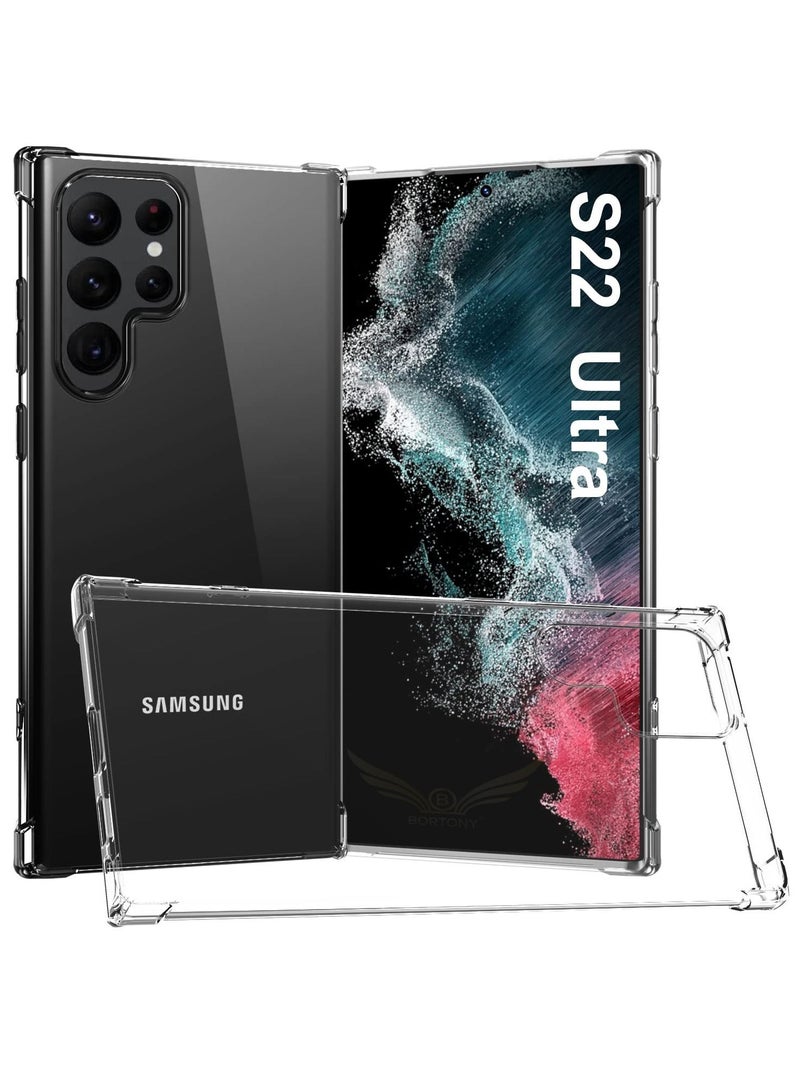 BORTONY Samsung Galaxy S22 Ultra Case,Clear Transparent Shock-Absorbing Flexible TPU Cell Phone Protective Case Cover For Samsung Galaxy S22 Ultra 5G,Crystal Clear - Image 1
