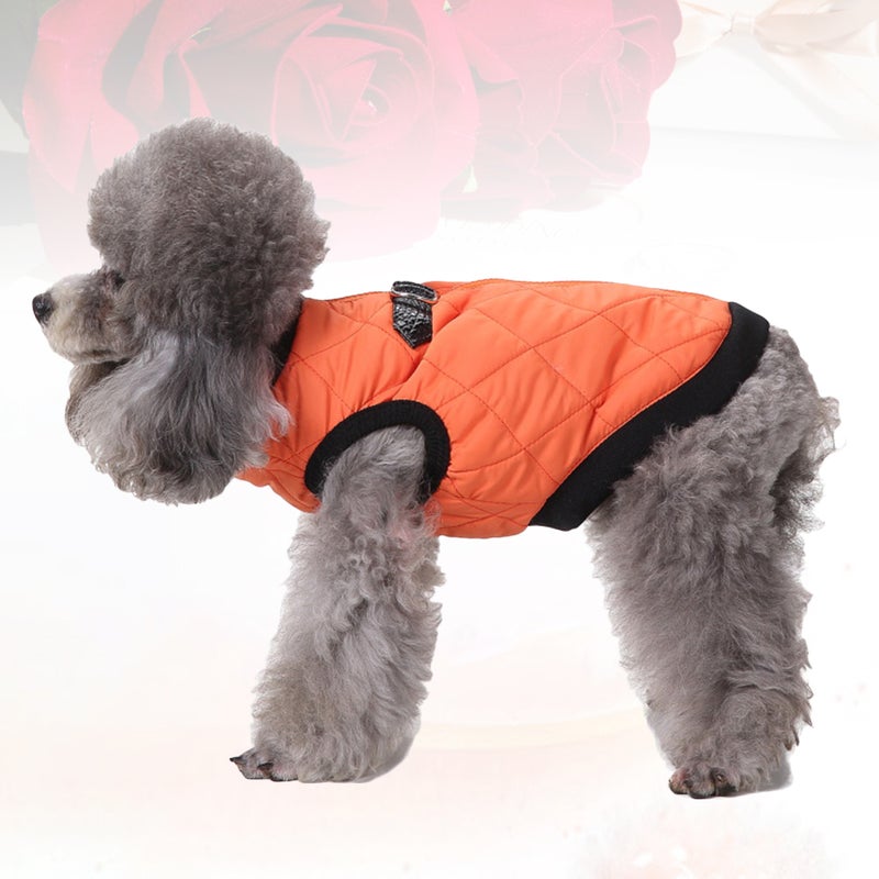Adorable Pet Dog Winter Coat Warm Puppy Dog Coat Vest Windproof Warm Dog Clothes for Pet Dog (DZ127 Orange Size S) - Image 4