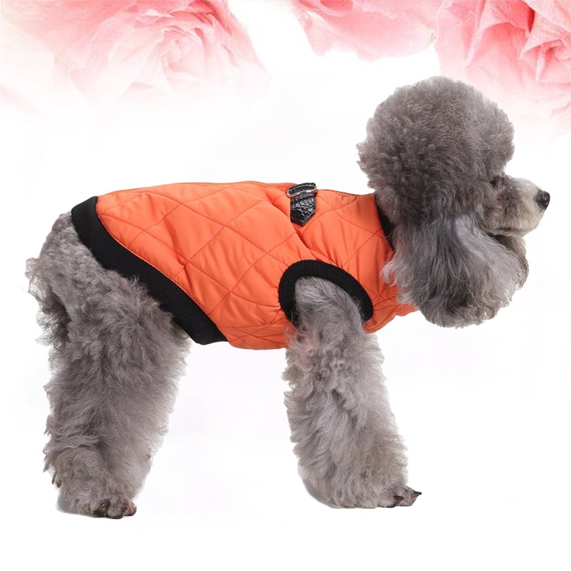 Adorable Pet Dog Winter Coat Warm Puppy Dog Coat Vest Windproof Warm Dog Clothes for Pet Dog (DZ127 Orange Size S) - Image 3