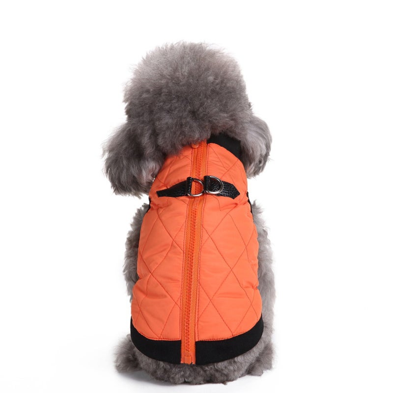 Adorable Pet Dog Winter Coat Warm Puppy Dog Coat Vest Windproof Warm Dog Clothes for Pet Dog (DZ127 Orange Size S) - Image 1