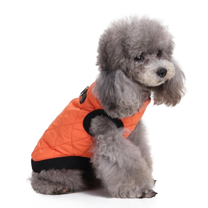 Adorable Pet Dog Winter Coat Warm Puppy Dog Coat Vest Windproof Warm Dog Clothes for Pet Dog (DZ127 Orange Size S) - Image 2