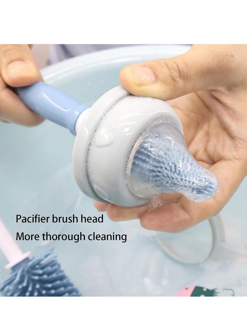 Gonice 3-In-1 Straight Handle Silicone Bottle Brush, Portable Water Bottle Cleaner, Hangable Bottle Cleaning Brush Kit with Bottle Brush, Straw Brush, Nipple Brush (Blue) - Image 4