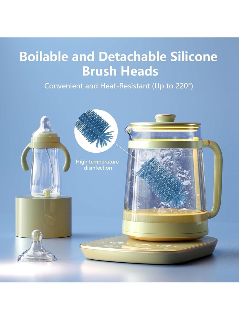 Gonice 3-In-1 Straight Handle Silicone Bottle Brush, Portable Water Bottle Cleaner, Hangable Bottle Cleaning Brush Kit with Bottle Brush, Straw Brush, Nipple Brush (Blue) - Image 5