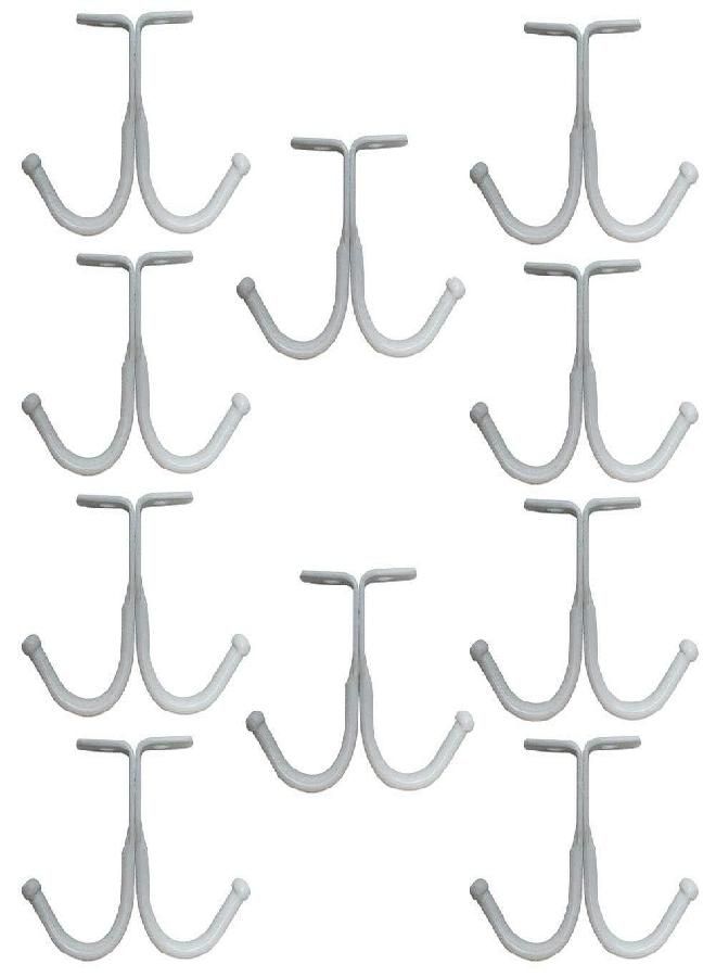HAOWEI haowei Double Prong Ceiling Hook,WhaGaay 10 Pcs Towel/Robe/Coat Clothes Hook for Closet Top Bathroom Kitchen Cabinet Garage (White)  - Image 3
