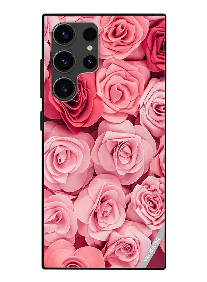 VR CREATIVE Protective Case Cover For Samsung Galaxy S23 Ultra 5G Pink Rose Flowers Design Multicolour - Image 1