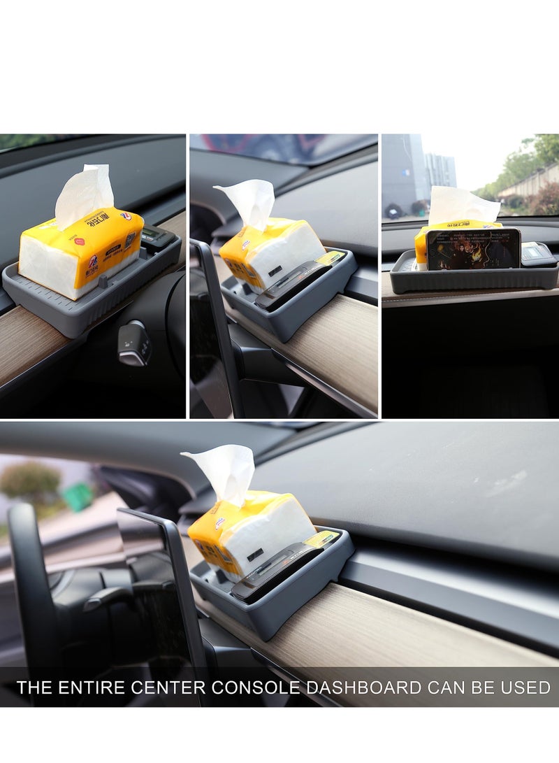 Excefore Central Console Dashboard ETC Storage Box for Tesla Model 3/Y, Center Console Organizer Tray, for Non-Slip Tissue Sunglasses Phone Holder Storage Box, Suitable for 2017-2023 Tesla Model 3/Y - Image 4