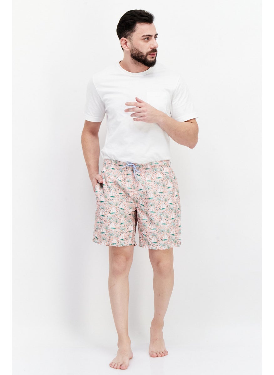 Tailorbyrd Men Allover Print Board Shorts Swimwear, Pink Combo  - Image 2