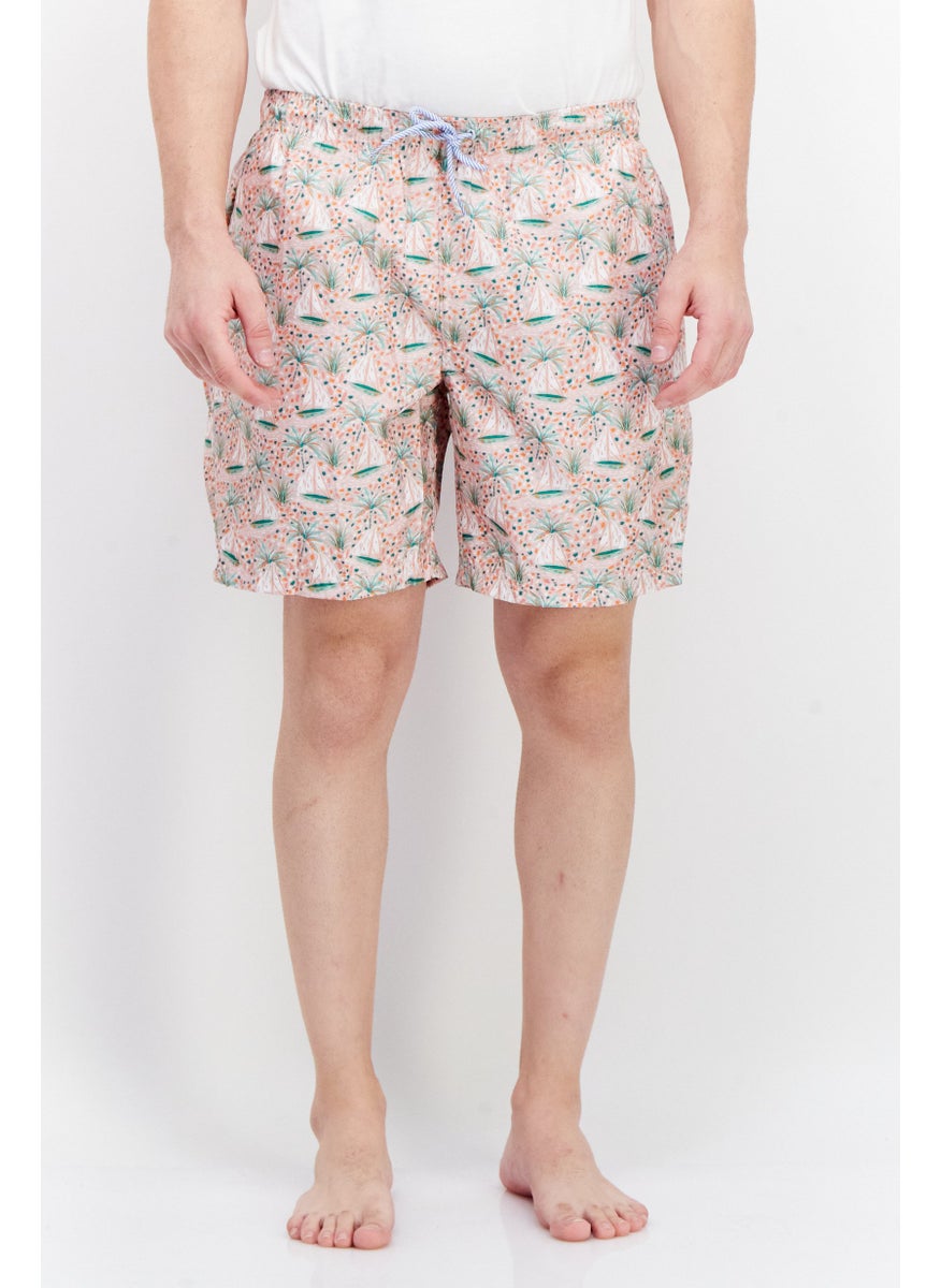 Tailorbyrd Men Allover Print Board Shorts Swimwear, Pink Combo  - Image 1