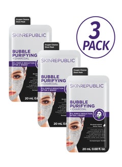 SKIN REPUBLIC Skin Republic Bubble Purifying and Charcoal Oxygen Cleanse Face Mask, Exfoliates and removes blackheads 20ml - Pack Of 3  - Image 1