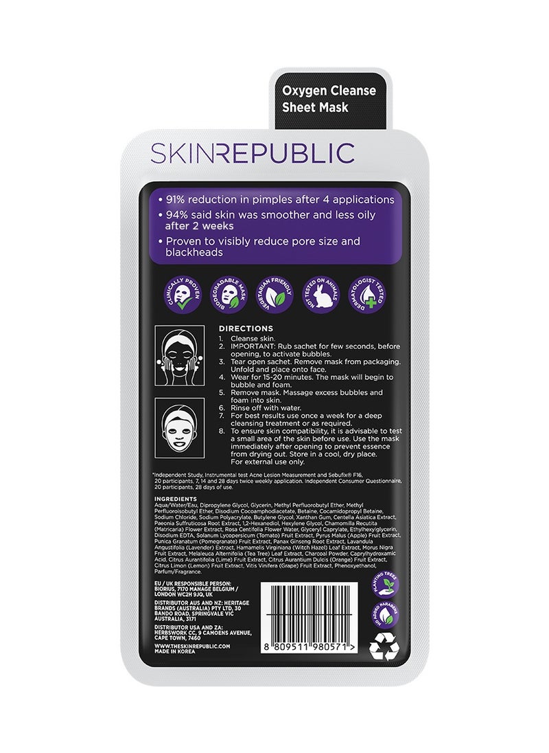 SKIN REPUBLIC Skin Republic Bubble Purifying and Charcoal Oxygen Cleanse Face Mask, Exfoliates and removes blackheads 20ml - Pack Of 3  - Image 2