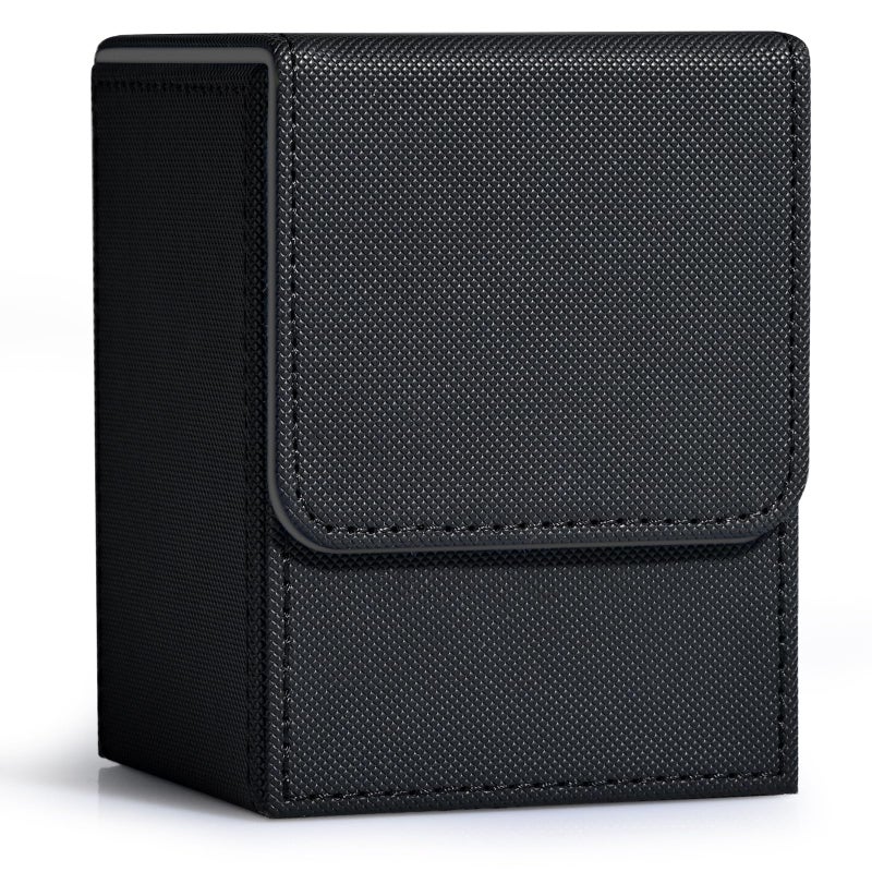 ZLCA Card Deck Box for Trading Cards MTG YuGiOh Deck Case Holds 100 Single Sleeved Cards PU Leather Magnetic Card Storage Box Fits for TCG CCG Magic Game Cards Black - Image 2