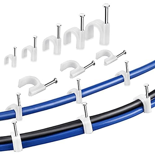 FAGVA 6mm100pcs Wire Fastener Circle Cable Clips with Metal Nails for Cable Management Cord Organizer Round Wire Clamps for Hanging Cables Fitting on Wall White Pack of 100 6 mm 6MM - Image 3
