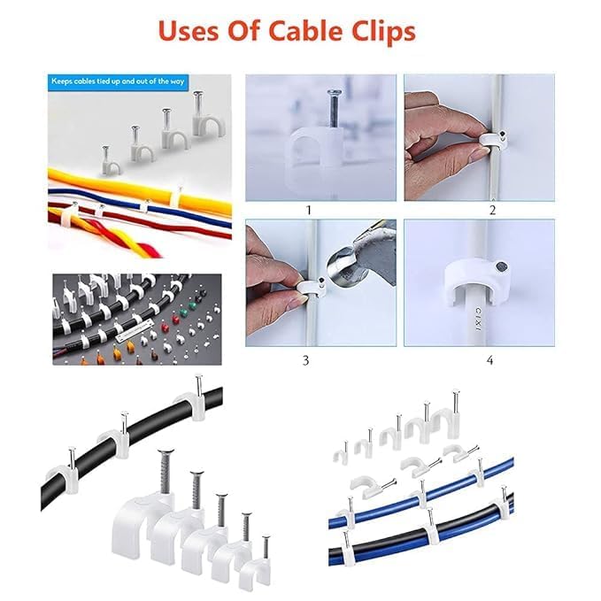 FAGVA 6mm100pcs Wire Fastener Circle Cable Clips with Metal Nails for Cable Management Cord Organizer Round Wire Clamps for Hanging Cables Fitting on Wall White Pack of 100 6 mm 6MM - Image 5