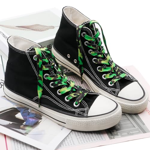DANHUA Colorful Flat Shoe Laces: 2 Pair 59Inch Grass Green Camo Printed Shoelaces for Sneakers - Image 4