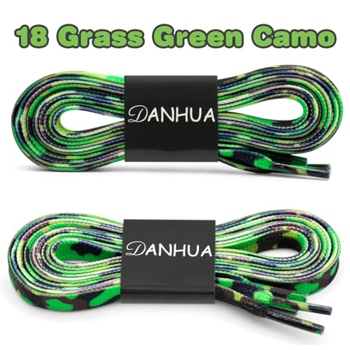 DANHUA Colorful Flat Shoe Laces: 2 Pair 59Inch Grass Green Camo Printed Shoelaces for Sneakers - Image 2