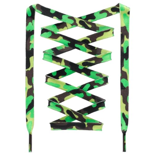 DANHUA Colorful Flat Shoe Laces: 2 Pair 59Inch Grass Green Camo Printed Shoelaces for Sneakers - Image 1