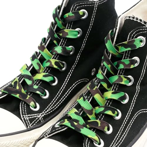 DANHUA Colorful Flat Shoe Laces: 2 Pair 59Inch Grass Green Camo Printed Shoelaces for Sneakers - Image 3