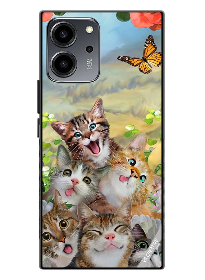 VR CREATIVE Protective Case Cover For Honor 80 SE Cats Design Multicolour - Image 1