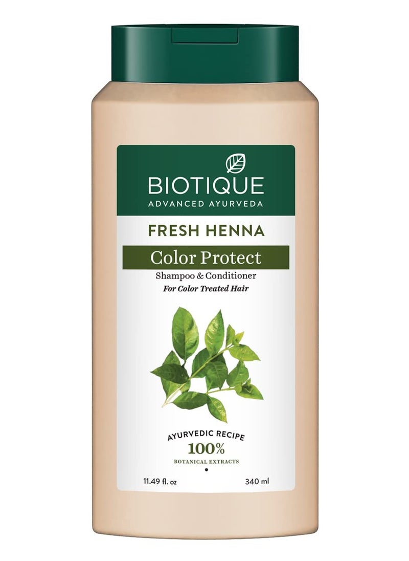 Biotique Fresh Henna Color Protect Shampoo and Conditioner for Color Treated Hair, 340ml  - Image 1