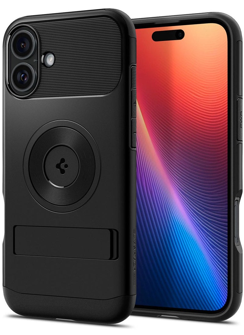 Spigen Slim Armor Magfit for iPhone 16 Plus Case Cover MagSafe with Kickstand (2024) - Black  - Image 1