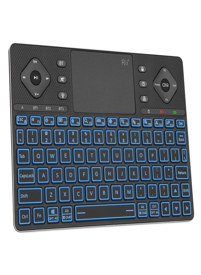Rii i16+ Bluetooth Backlit Keyboard with Large Touchpad Mouse, Supports Up to 3 Connected Bluetooth Devices (US QWERTY Layout) - Image 1