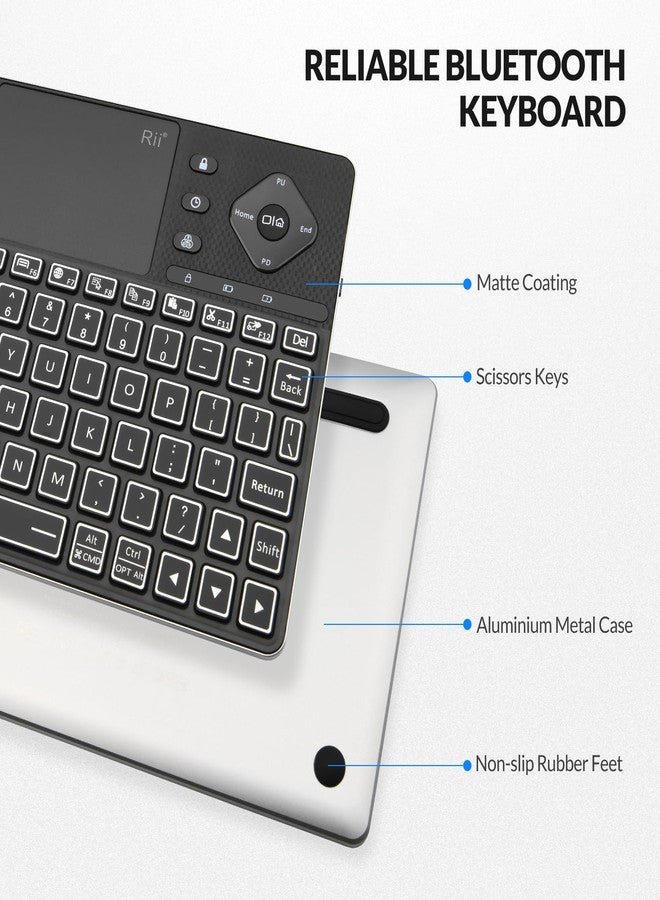 Rii i16+ Bluetooth Backlit Keyboard with Large Touchpad Mouse, Supports Up to 3 Connected Bluetooth Devices (US QWERTY Layout) - Image 5