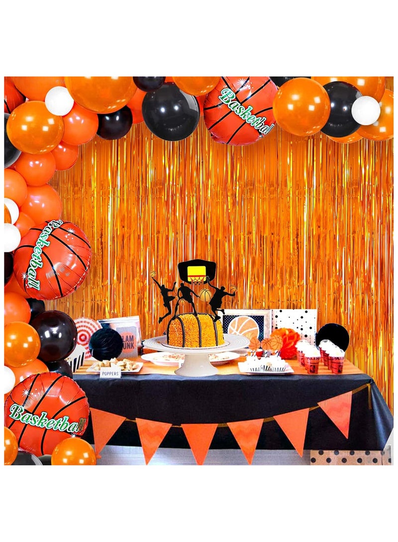 KATCHON Orange Foil Fringe Curtain Pack of 2 for Orange Party Decorations | Orange Birthday Decorations | Orange Fringe For Eid Decoration - Image 3