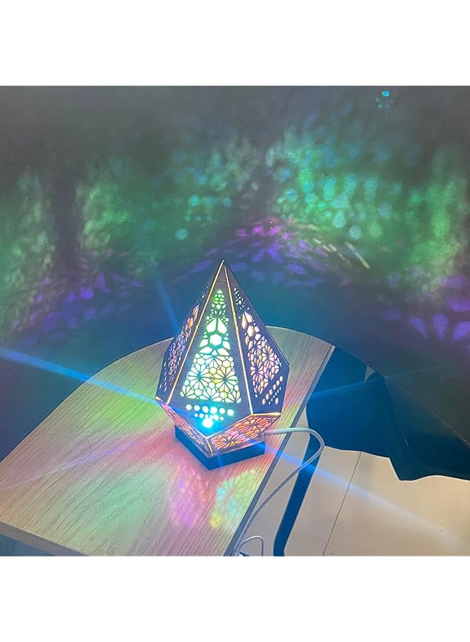 إيروريكس مصباح أرضي خشبي مصباح أرضي Polar Star مصباح أرضي مزخرف خشبي مجوف مع مصباح ليلي بشاحن USB مصباح مكتبي لغرفة المعيشة وغرفة النوم وغرفة الأطفال والحديقة والمكتب وغرفة المطبخ - Image 4