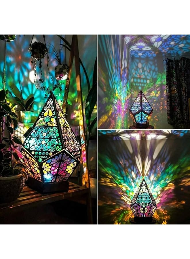 إيروريكس مصباح أرضي خشبي مصباح أرضي Polar Star مصباح أرضي مزخرف خشبي مجوف مع مصباح ليلي بشاحن USB مصباح مكتبي لغرفة المعيشة وغرفة النوم وغرفة الأطفال والحديقة والمكتب وغرفة المطبخ - Image 2