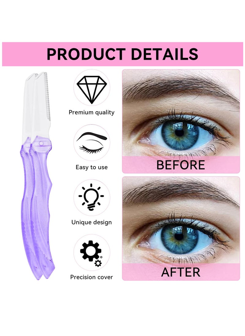 Excefore Fold Eyebrow Razors, 6PCS Facial Hair Remover Face Shaver Trimmer Shaper Face Razor Dermaplaning Blades for Face Exfoliating Dermaplaning Tool for Women and Men  - Image 5