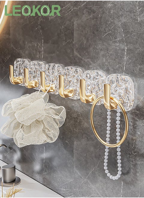 6Pcs Multipurpose Acrylic Wall Storage Hook Decorative Gold Hook Strong Adhesive Wall Hooks