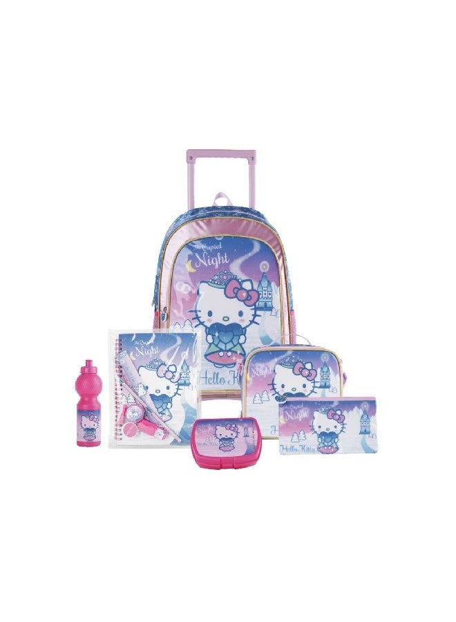 Sanrio 6-Piece Hello Kitty My Crystal Night Kids Trolley Bag Set Multicolour 48 x 35 x 56 cm TBT236IN1C20-16 - Image 1