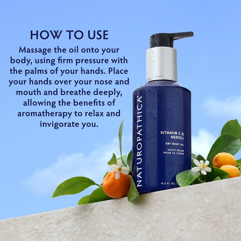 Naturopathica Vitamin C and Neroli Dry Body Oil Lightweight Body Moisturizer for All Skin Types Antioxidant Rich Body Oil to Help Smooth Skin Fast Absorbing for Nourished Glowing Skin 42 fl oz - Image 3