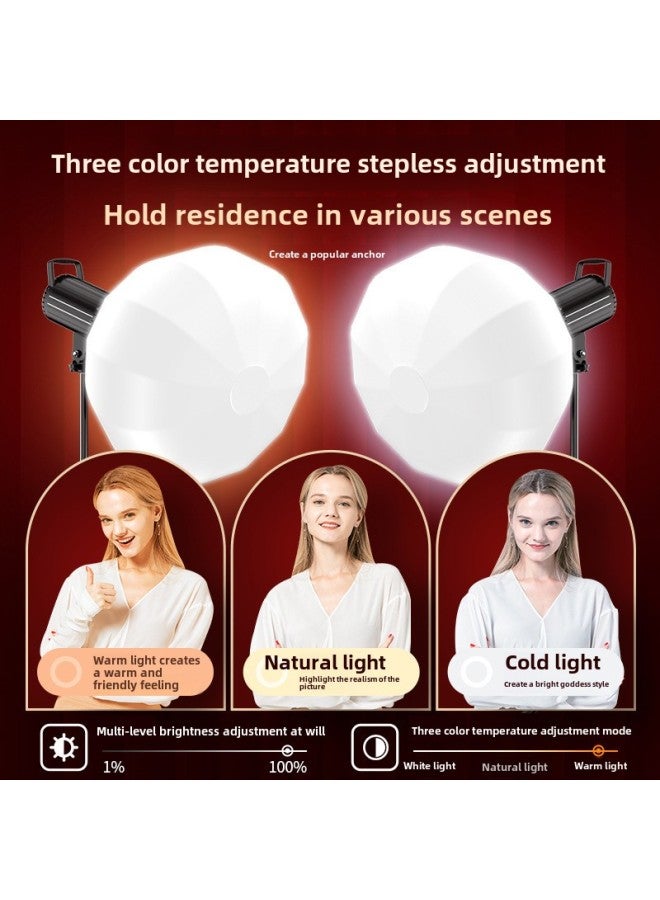 Live Room Professional Fill Light Anchor Beauty Soft Light Deep Mouth Parabolic Soft Light Box Film And Television Long Bright Light-Light Source Color:Metal Cob Model 60cm Deep Mouth Live Broadcast Professional Package B  - Image 4