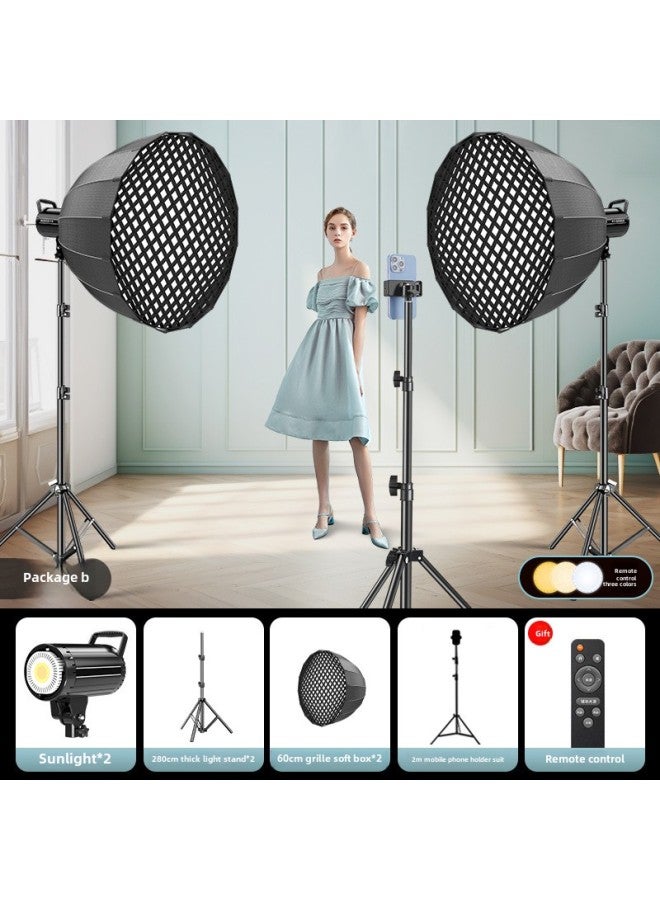 Live Room Professional Fill Light Anchor Beauty Soft Light Deep Mouth Parabolic Soft Light Box Film And Television Long Bright Light-Light Source Color:Metal Cob Model 60cm Deep Mouth Live Broadcast Professional Package B  - Image 1