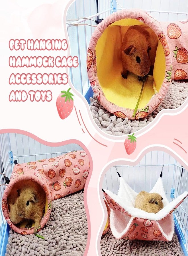 LYART Guinea Pig Rat Ferret Hammock & Warm Bed - Small Pet Hideout Tunnel Cave Hanging Bunkbed - Sugar Glider Squirrel (1.Hammock & Corner Tunnel) - Image 3