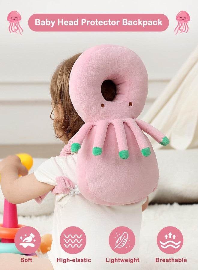JunNeng Baby Head Protector Backpack, Toddler Fall Head Protection Cushion, Pink Octopus - Image 2