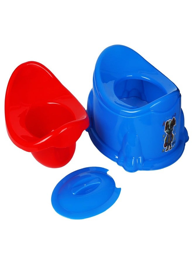 Nabhya Apple Potty Toilet Trainer Seat with Removable Bowl And Closing Lid and High Back Support for 6-18 Month Toddler Boys Girls (Blue & Red) - Image 1
